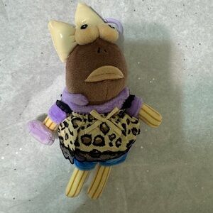 Cute Bikini Bottom Residents Dumb Fish Leopard Print Plush Bag Charm Keychain